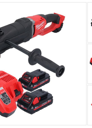 Perceuse d'angle sur batterie Milwaukee M18 FRAD2-302 18 V 122 Nm sans balai + 2x batteries 3,0 Ah + chargeur