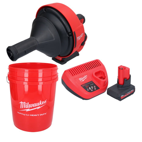 Milwaukee M12 BDC6-501C Akumulatorowa wyciorarka do rur 12 V + 1x akumulator 5,0 Ah + ładowarka + spirala + wiadro