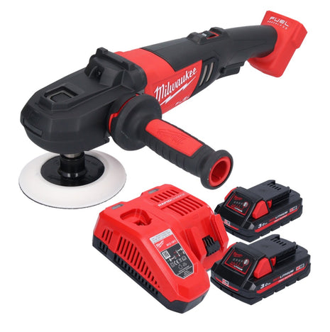 Pulidora a batería Milwaukee M18 FAP180-302 18 V 180 mm sin escobillas + 2x baterías 3,0 Ah + cargador