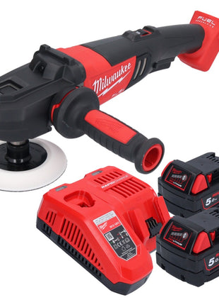 Pulidora a batería Milwaukee M18 FAP180-502 18 V 180 mm sin escobillas + 2x baterías 5,0 Ah + cargador