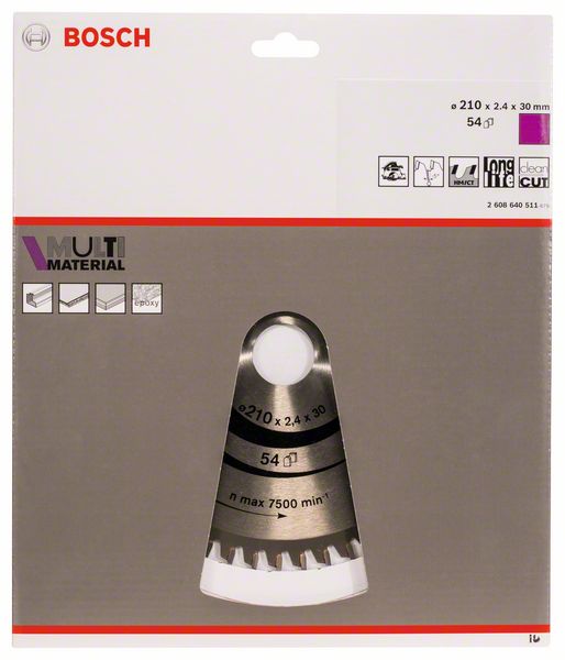 Hoja de sierra circular BOSCH Ø exterior 210 mm número de dientes 54 HLTCG ( 4000908905 )