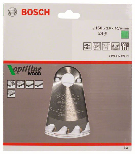 Lama circolare BOSCH Optiline Wood Ø esterno 160 mm Numero di denti 24 WZ ( 4000815427 )