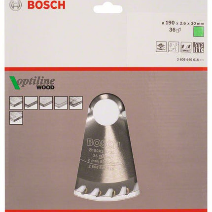BOSCH circular saw blade Optiline Wood Outer Ø 190 mm Number of teeth 36 WZ ( 4000908913 )
