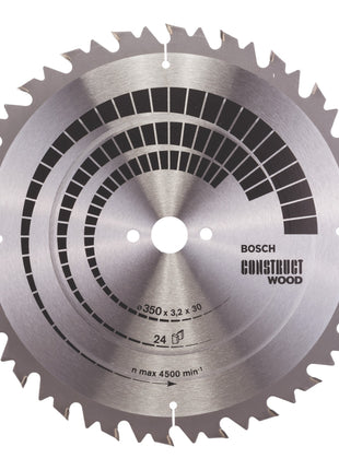 Hoja de sierra circular Bosch Professional Construct Wood (2 608 640 702) 350 x 30 x 3,2 mm 24 dientes para madera