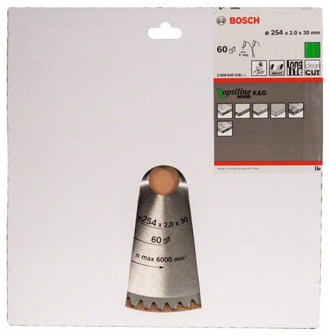 BOSCH Kreissägeblatt Optiline Wood Außen-Ø 254 mm Zähnezahl 60 WZ/N ( 8000342023 )