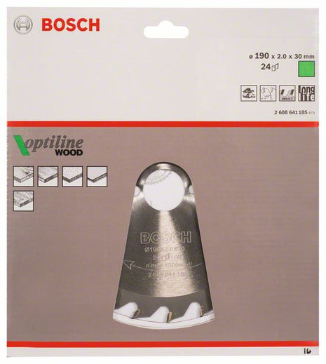 Lama circolare BOSCH Optiline Wood Ø esterno 190 mm Numero di denti 24 WZ ( 4000908909 )