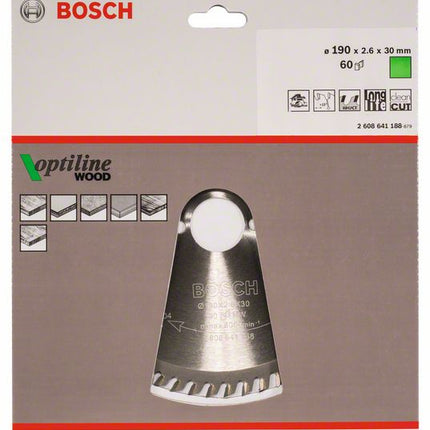 BOSCH Kreissägeblatt Optiline Wood Außen-Ø 190 mm Zähnezahl 60 WZ ( 4000815440 )