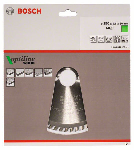 BOSCH Kreissägeblatt Optiline Wood Außen-Ø 190 mm Zähnezahl 60 WZ ( 4000815440 )