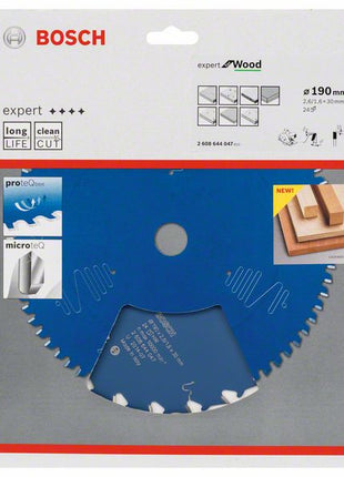 BOSCH Kreissägeblatt Expert for Wood Außen-Ø 190 mm Zähnezahl 24 WZ ( 8000342075 )