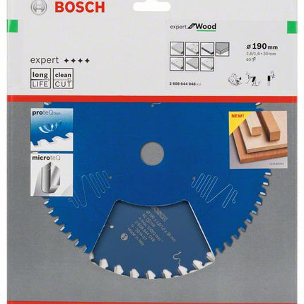 Hoja de sierra circular BOSCH Expert para madera Ø exterior 190 mm Número de dientes 40 WZ ( 8000342076 )