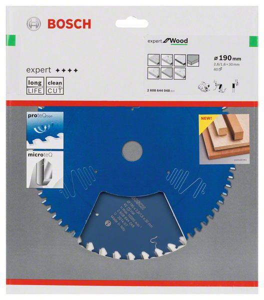 BOSCH Piła tarczowa Expert do drewna Ø zewnętrzna 190 mm Liczba zębów 40 WZ ( 8000342076 )