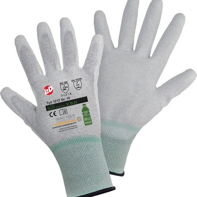 LEIPOLD+DÖHLE Guante de punto fino Goes Green ESD talla 9 gris claro/blanco (4000391283)