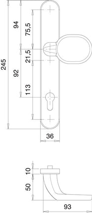 Juego de puerta de perfil EDI Kronos 1300/K22/035 aluminio F1 ( 3000200028 )