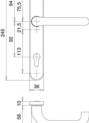 Conjunto puerta perfil EDI Kronos 1300/0035 acero inoxidable EST (3000200033)