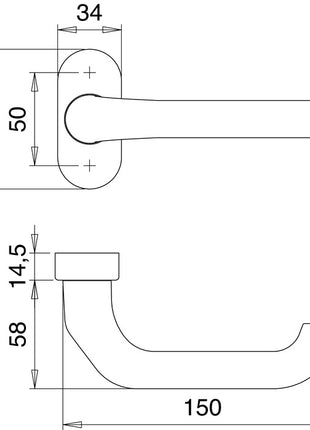 EDI Feuerschutzdrückerlochteil 1300/2133 Aluminium F12 ( 3000200044 )