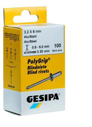 Remache ciego GESIPA Vástago de remache PolyGrip® dxl 3,2 x 8 mm (4000813765)