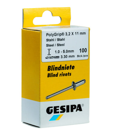 Remache ciego GESIPA Vástago de remache PolyGrip® dxl 3,2 x 11 mm (4000813786)