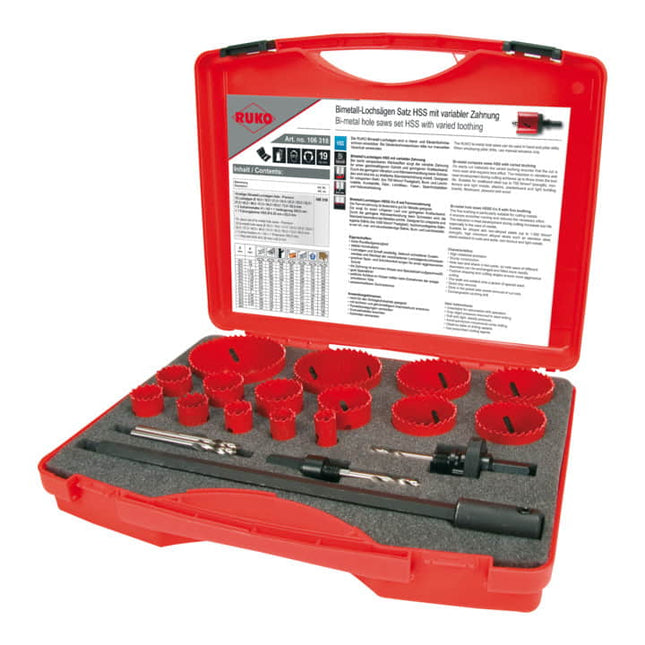 Juego de sierras de corona RUKO de 19 piezas 16 - 83 mm ( 8000422997 )