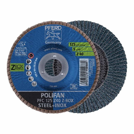 Disco de láminas PFERD POLIFAN Z START STEELOX Ø 125 mm Tamaño de grano Z-40 cónico ( 4000843174 )