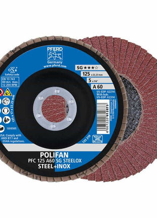 PFERD Disque à lamelles POLIFAN A SG STEELOX D. 125 mm granulation A-60 conique ( 4000841564 )