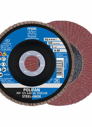 Arandela dentada PFERD POLIFAN A SG STEELOX Ø 125 mm grano 120 cónica (4000843246)