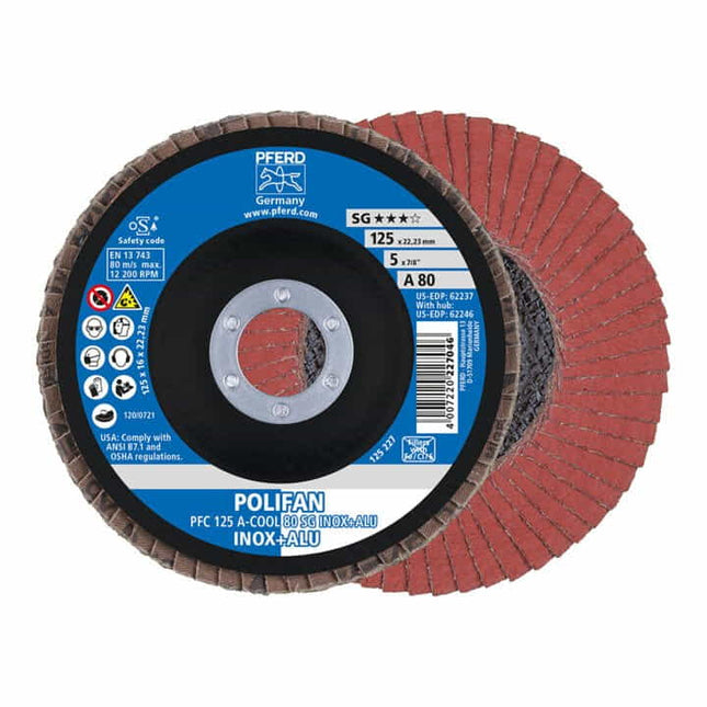 PFERD flap disc POLIFAN A-COOL SG INOX+ALU Ø 125 mm grain size 40 conical ( 4000842098 )