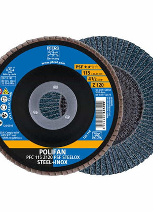 Arandela dentada PFERD POLIFAN Z PSF STEELOX Ø 125 mm grano 80 cónica (4000842599)