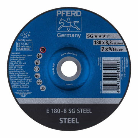 Disco abrasivo PFERD SG STEEL D180xS8.3mm (4000842051)