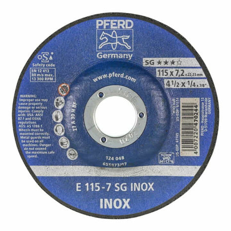 Disco abrasivo PFERD SG INOX D125xS7,2mm (4000842717)