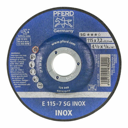 Disco de desbaste PFERD SG INOX D180xS7,2mm ( 4000842718 )