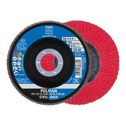 PFERD flap disc POLIFAN CO-COOL SG STEELOX Ø 125 mm grain size 40 flat ( 4000842612 )