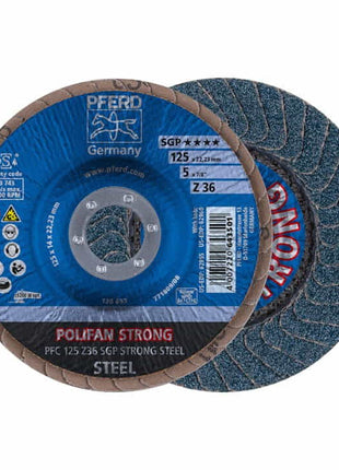 PFERD tarcza listkowa POLIFAN Z SGP STRONG STEEL Ø 125 mm wielkość ziarna 36 stożkowa ( 4000842892 )