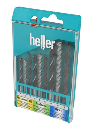 HELLER Juego de brocas universales 9 piezas para brocas para metal, madera y piedra (4000865123)