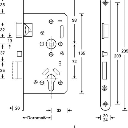 SSF Panic mortise lock Series 20 APK Panic function E rounded ( 3000252897 )