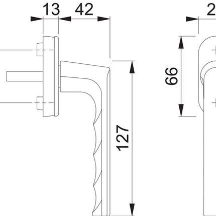 HOPPE window handle Hamburg 0700L/U26 Aluminium F9714M black matt ( 3000203154 )