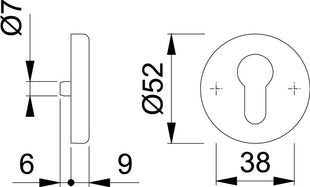 Para rozetek do kluczy HOPPE 42KVS aluminium F1 ( 3000252113 )