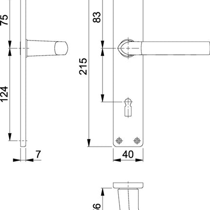 HOPPE set di piastre lunghe Birmingham 1117/202SP Alluminio F1 ( 3000252985 )