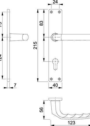 HOPPE Garniture à plaque longue Birmingham 1117/202SP aluminium F1 ( 3000252986 )