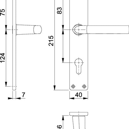 HOPPE Langschildgarnitur Birmingham 1117/202SP Aluminium F1 ( 3000252986 )