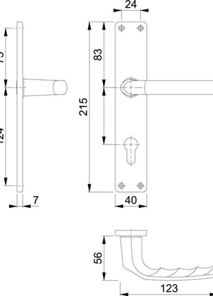 Juego de escudos largos HOPPE Birmingham 1117/202SP aluminio F2 (3000252989)