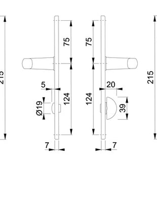 Juego de escudos largos HOPPE Birmingham 1117/202SP aluminio F2 (3000252990)