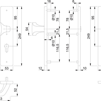 HOPPE Security furniture E61G/2221/2210 Stainless steel F69 ( 3000209794 )
