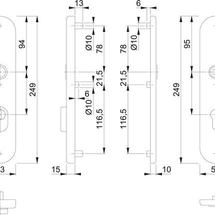 HOPPE par de placas largas E3332ZA/3310 mate F69 ( 3000209805 )
