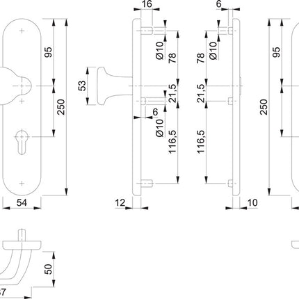 HOPPE Schutzgarnitur 86G/3331/3310 Aluminium F1 ( 3000209783 )