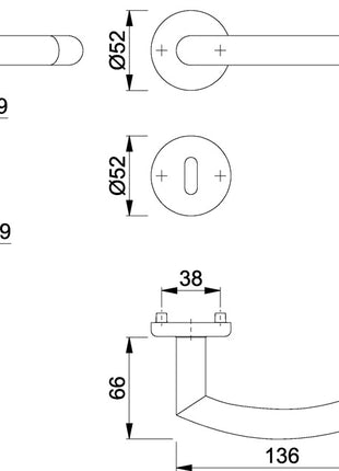 Juego de rosetas HOPPE Alta E1433Z/17KV/17KVS acero inoxidable F69 (3000220080)