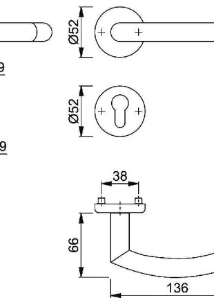 HOPPE Zestaw rozet Alta E1433Z/17KV/17KVS Stal nierdzewna F69 ( 3000220081 )