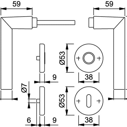 HOPPE lever handle pair Amsterdam 1400 Aluminium F1 ( 3000252095 )