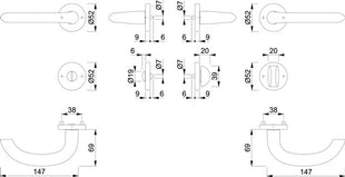 Juego de rosetas HOPPE Marsella 1138/42KV/42KVS aluminio F1 (3000252250)