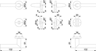 Juego de rosetas HOPPE Stockholm 1140/42KV/42KVS aluminio F1 (3000252245)