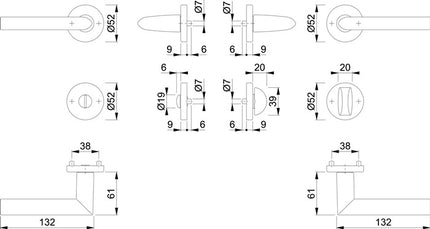 HOPPE Garniture à rosette Stockholm 1140/42KV/42KVS aluminium F1 ( 3000252245 )
